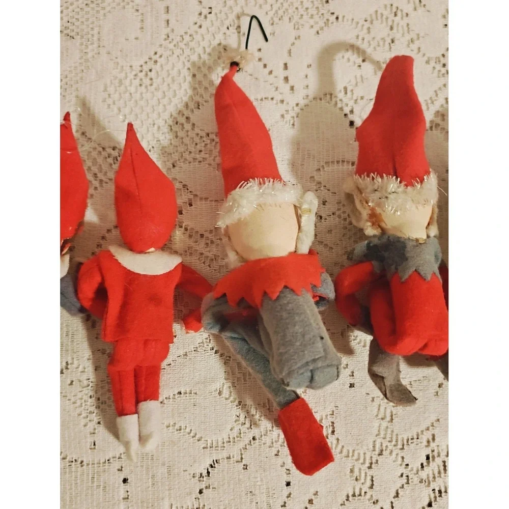 (Lot of 6) Vintage Elves  Knee Hugger Elf  Clown Elf  Japan Mcm Christmas